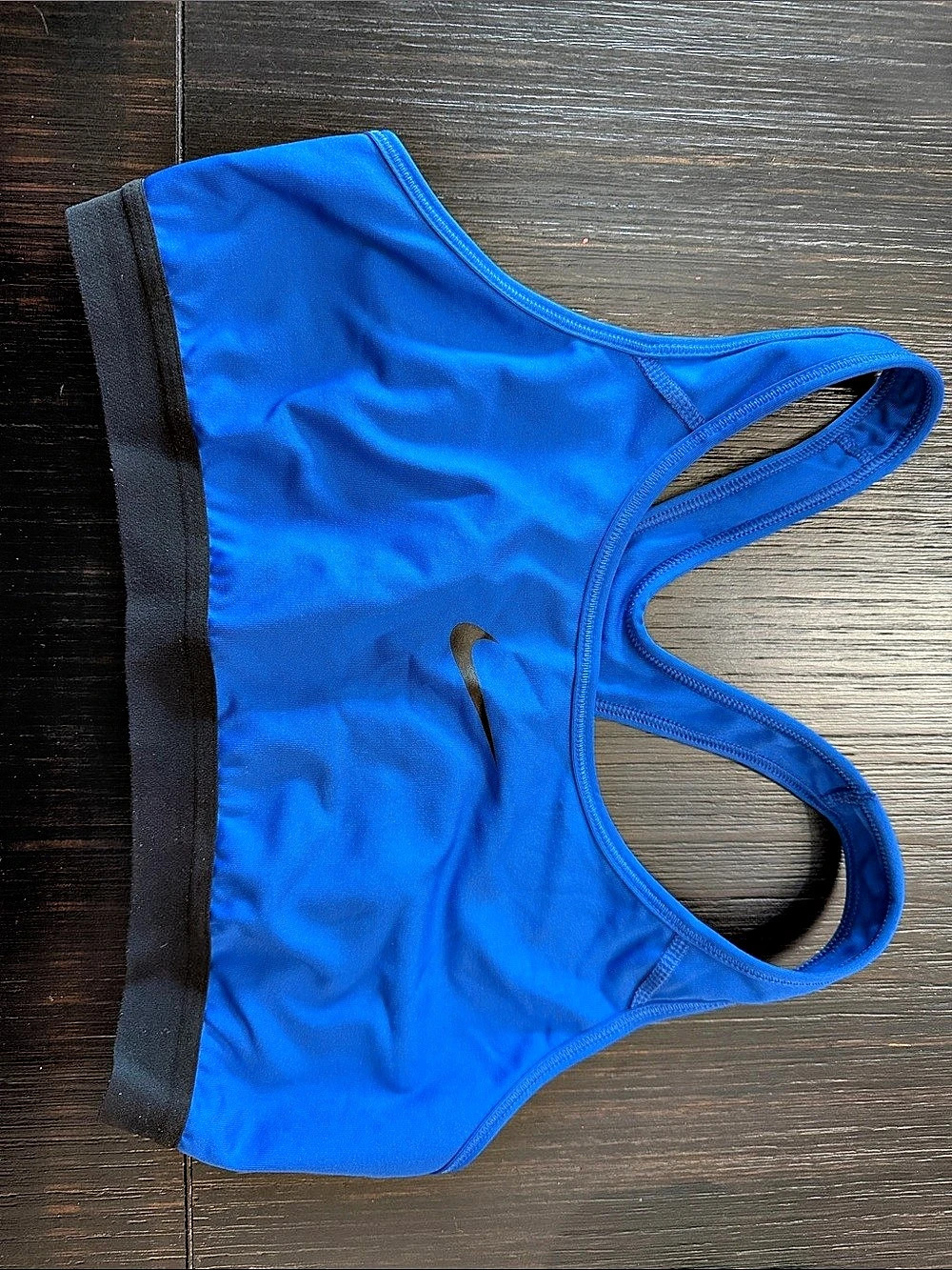 Nike Dri-FIT Racerback Sports Bra in Blue & Black